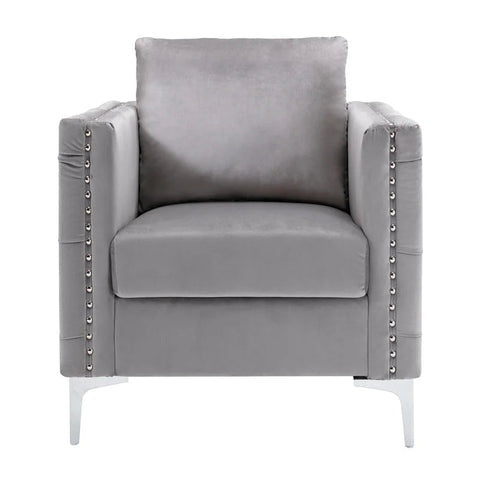 Modern Tufted Velvet Armchair Sofa Chair, Gray