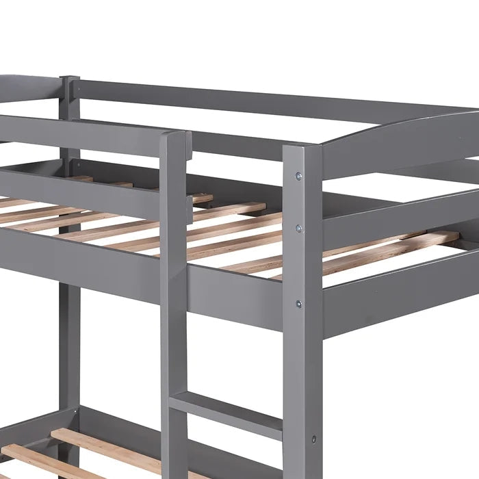 Twin Over Twin Over Twin L-Shaped Bunk Beds, Gray