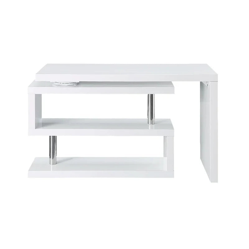 Home Office Swivel Writing Desk, White Finish