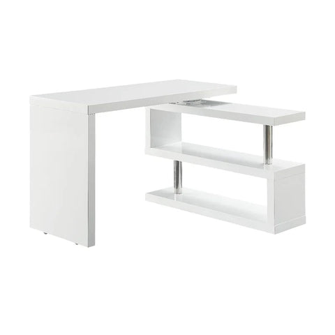 Home Office Swivel Writing Desk, White Finish