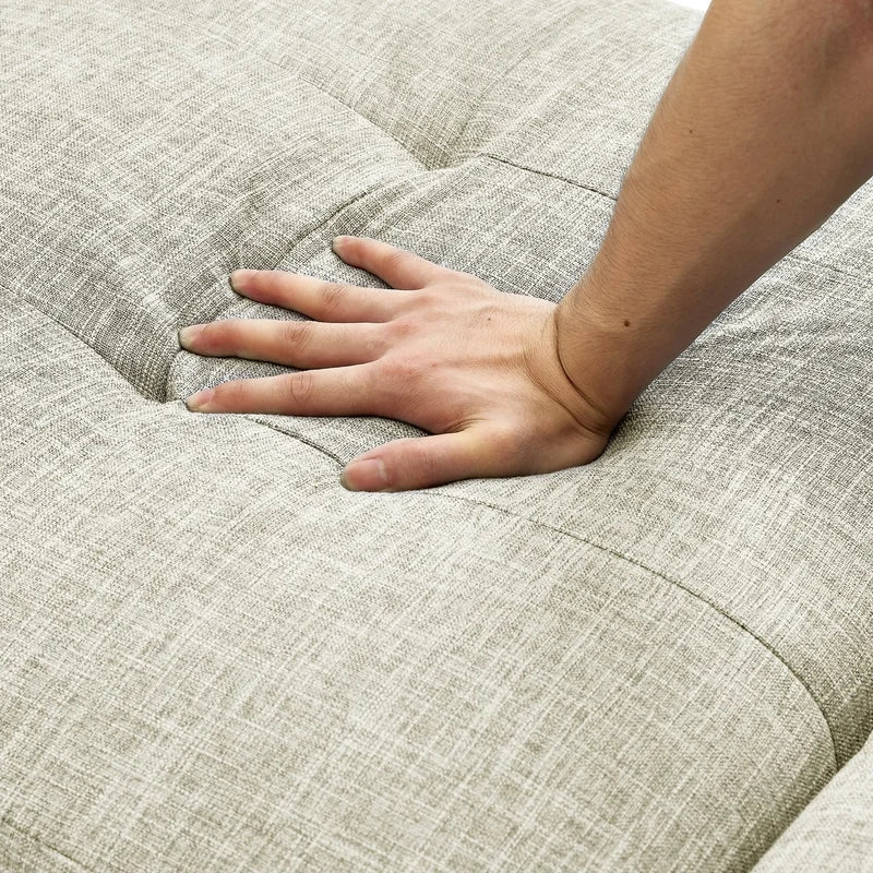 Folding Ottoman Armless Slipcovered Sofa Bed, Begie
