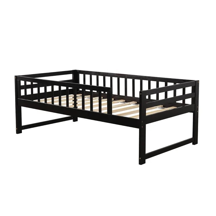 Twin Bunk Beds for Kids with Safety Rail and Trundle, Espresso