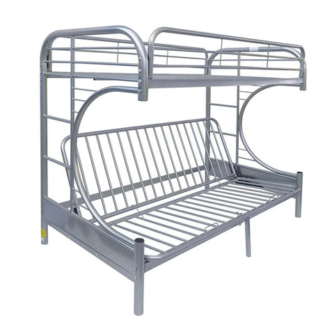 Twin Over Full Futon Daybed Bunk Bed, Silver