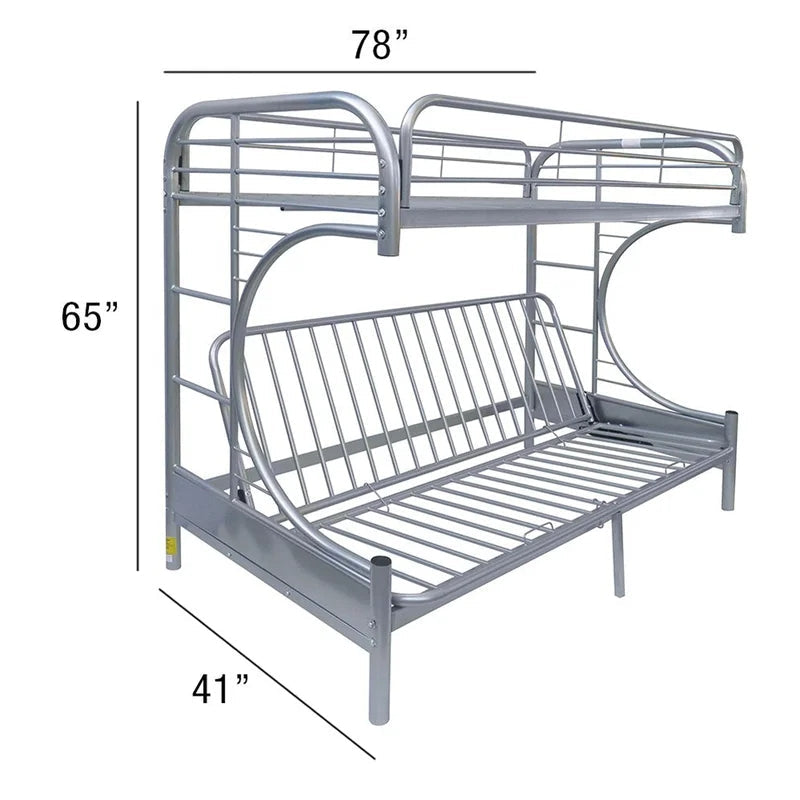 Twin Over Full Futon Daybed Bunk Bed, Silver