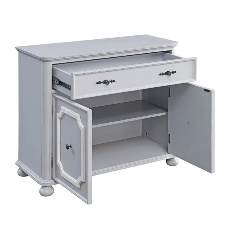 Pine Wood Cabinet Table, Gray Finish