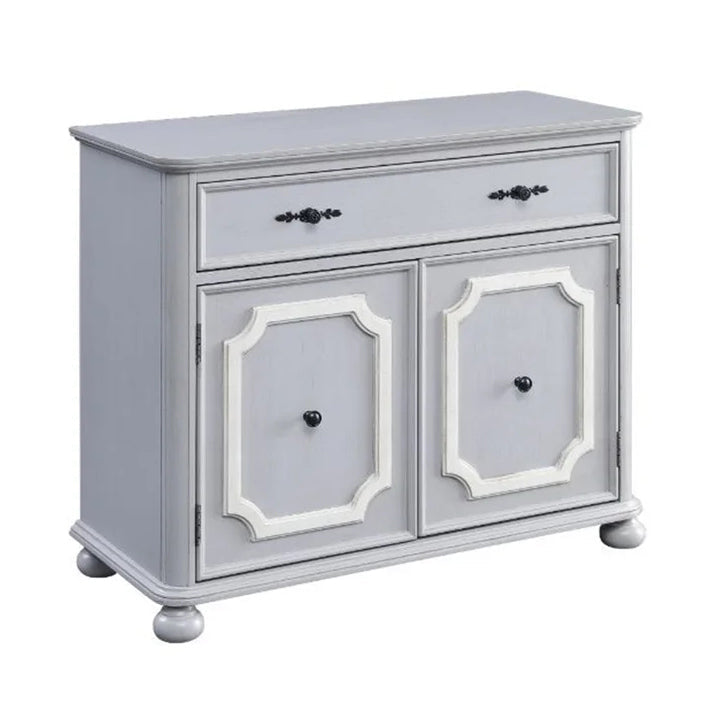 Pine Wood Cabinet Table, Gray Finish