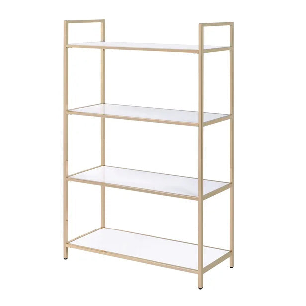 Contemporary Bookshelf in White High Gloss & Gold