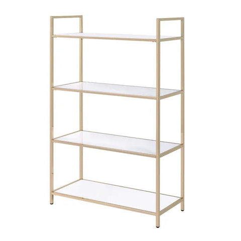 Contemporary Bookshelf in White High Gloss & Gold