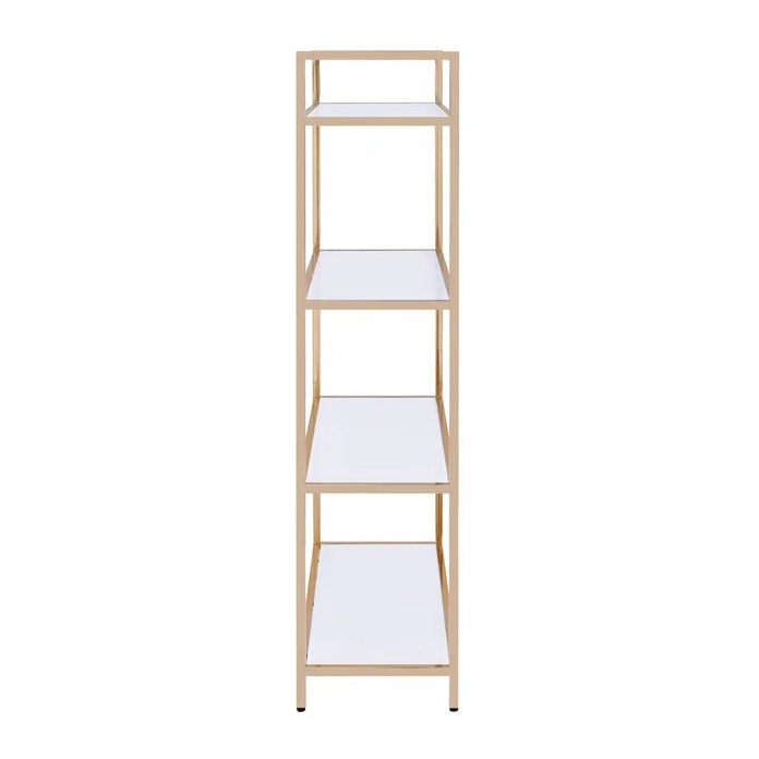 Contemporary Bookshelf in White High Gloss & Gold