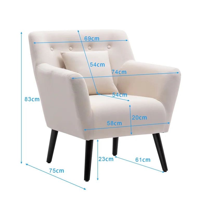 Tufted Upholstered Armchair Sofa Chair, Beige