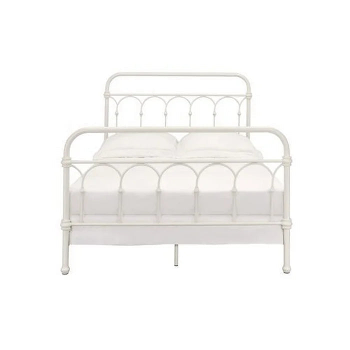 Metal Full Size Platform Bed, White Finish