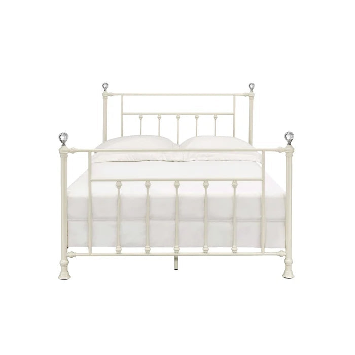 Metal Full Size Platform Bed, White Finish
