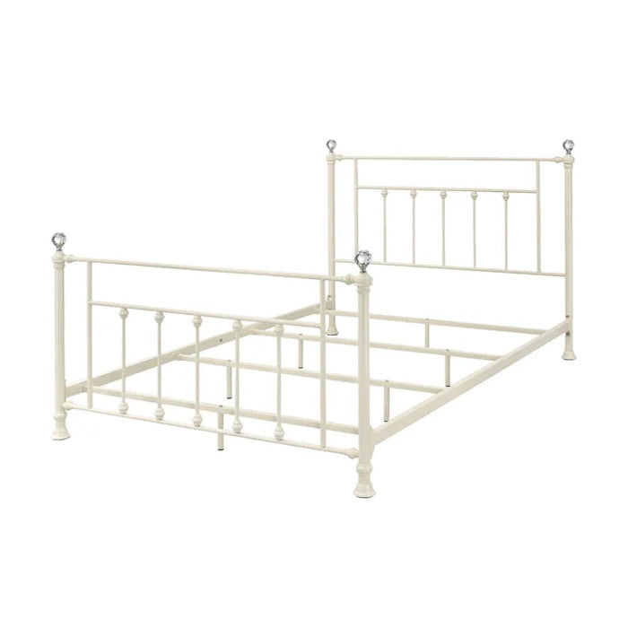 Metal Full Size Platform Bed, White Finish