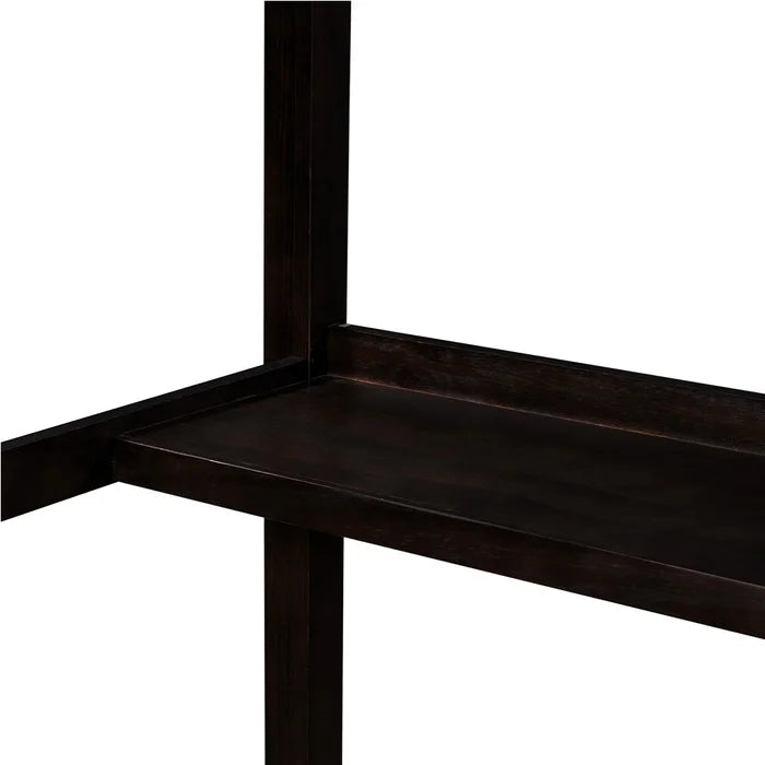 Full Loft Bed with Built-in-Desk and Shelves, Espresso