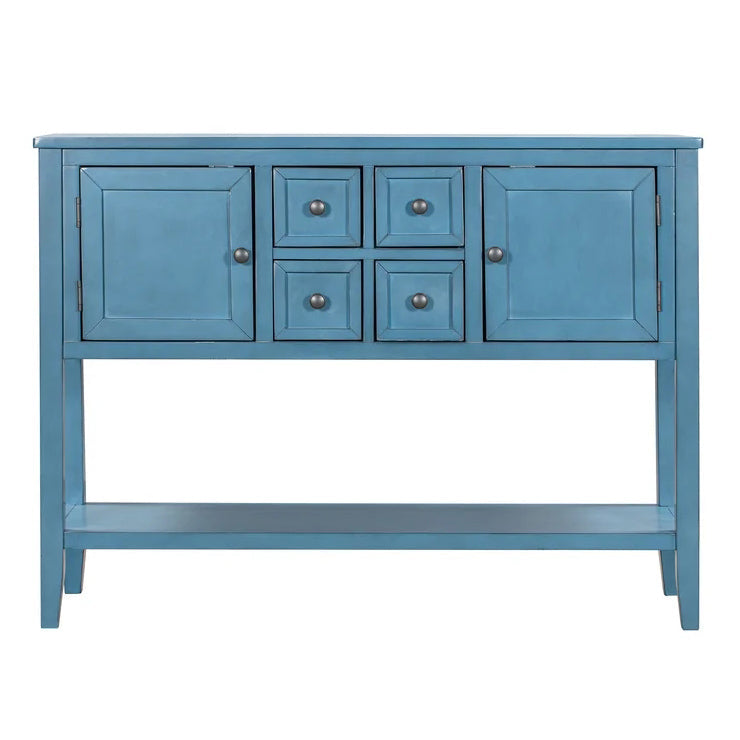 46 Inches Retro Style Sideboard Wood Console Table, Navy
