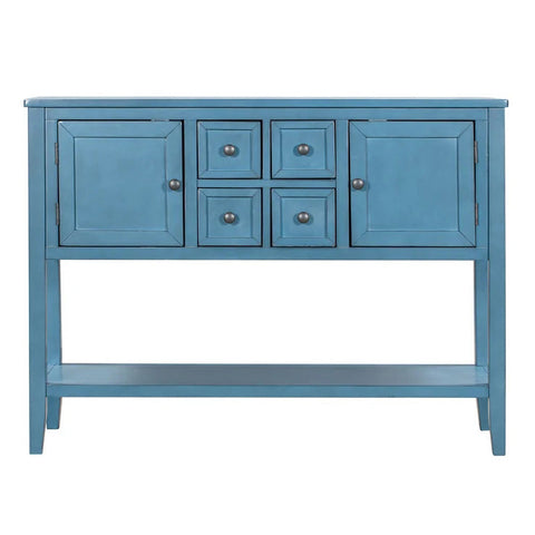 46 Inches Retro Style Sideboard Wood Console Table, Navy