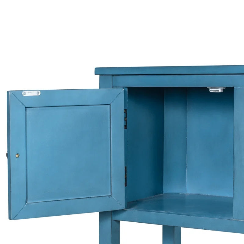 46 Inches Retro Style Sideboard Wood Console Table, Navy