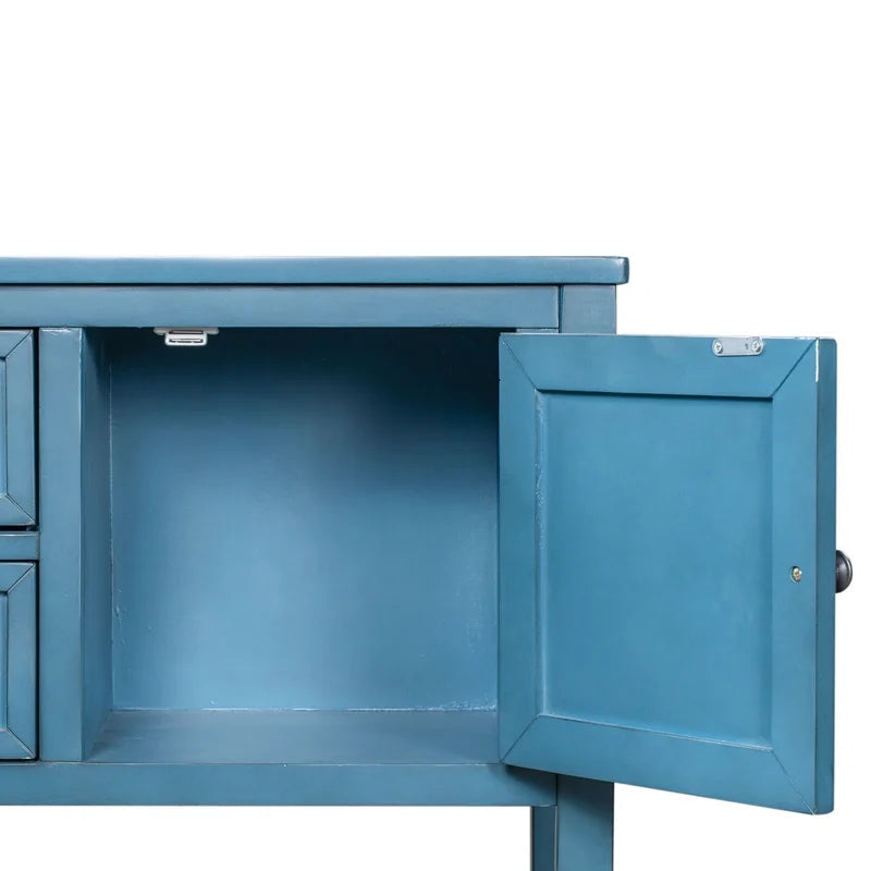 46 Inches Retro Style Sideboard Wood Console Table, Navy