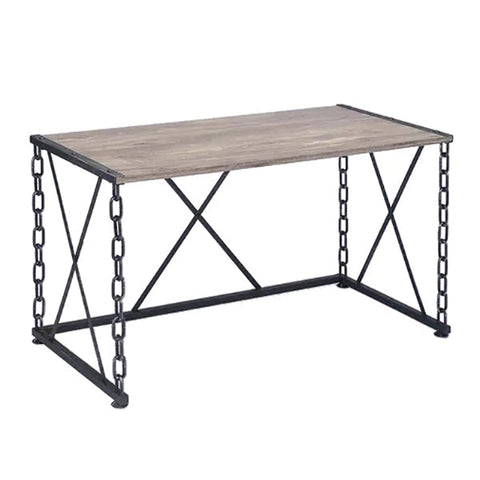 Home Office Writing Desk, Rustic Oak & Antique Black
