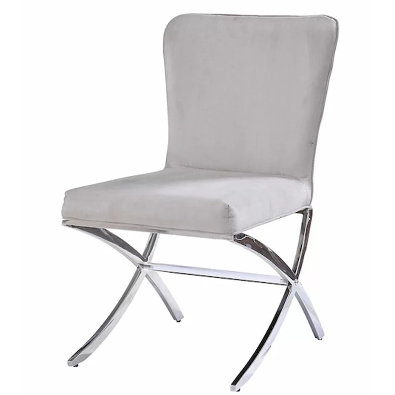 Velvet Metal Dining Side Chairs (Set of 2), Gray