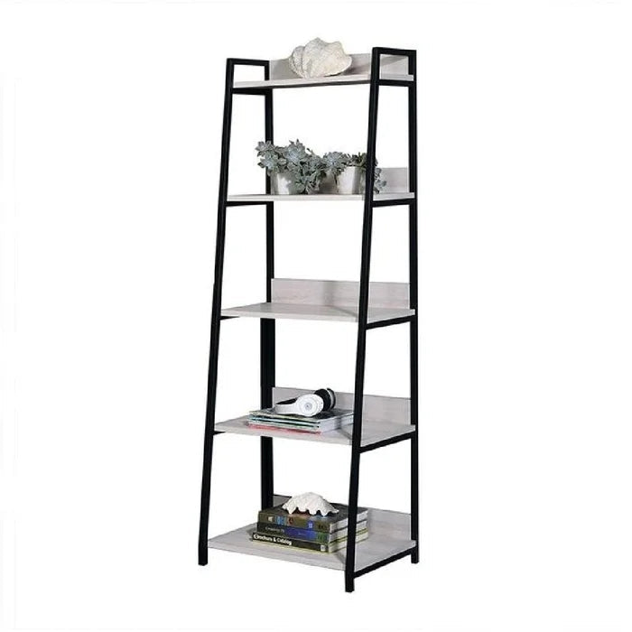Ladder Bookshelf (5-Tier, 16"L), Natural & Black