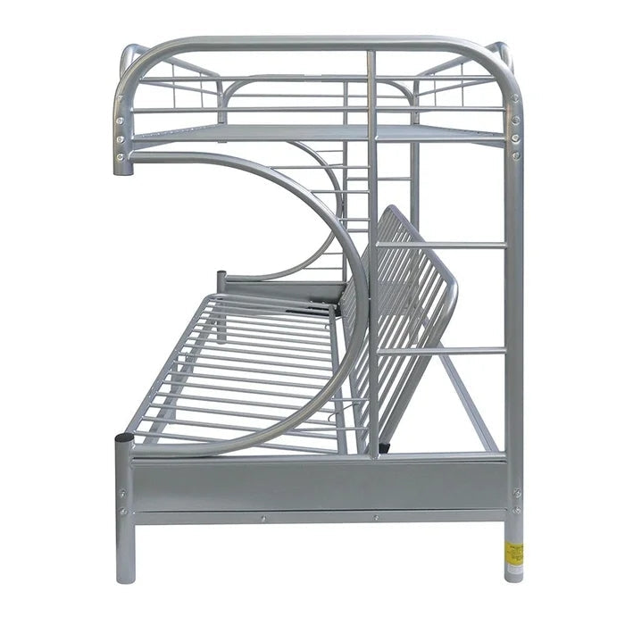 Twin Over Full Futon Platform Bunk Bed, Silver