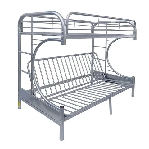 Twin Over Full Futon Platform Bunk Bed, Silver
