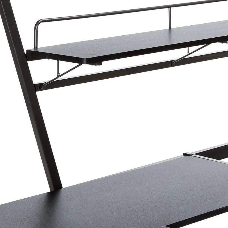 Twin Loft Bed with Built-in-Desk, Silver & Black