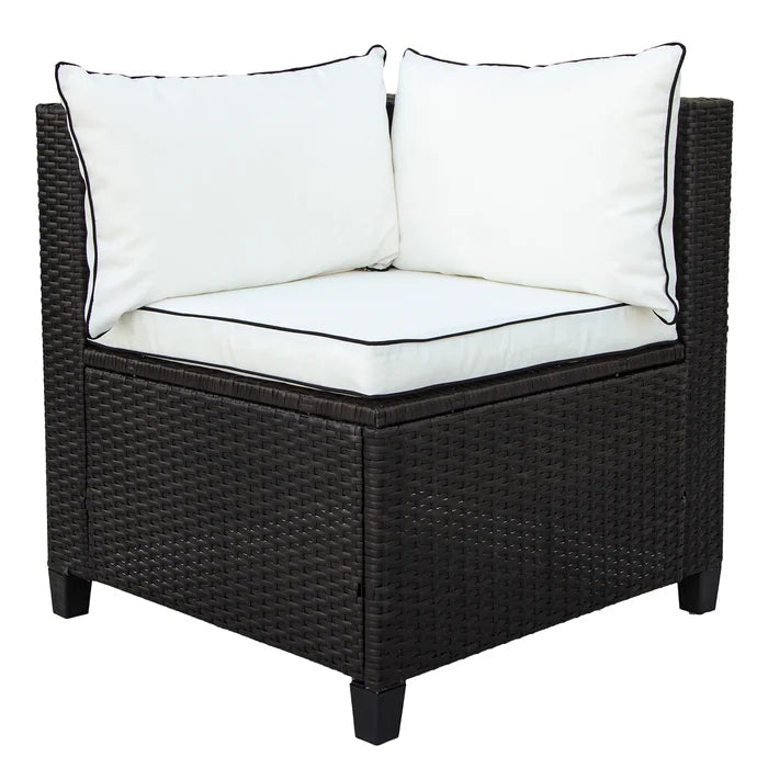 Rattan Wicker Patio Outdoor Sectional Furniture Set with Cushions and 2 Pillows