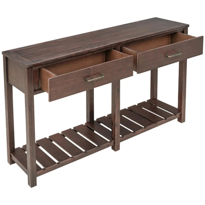 58 Inches Classic Solid Wood Console Table, Espresso
