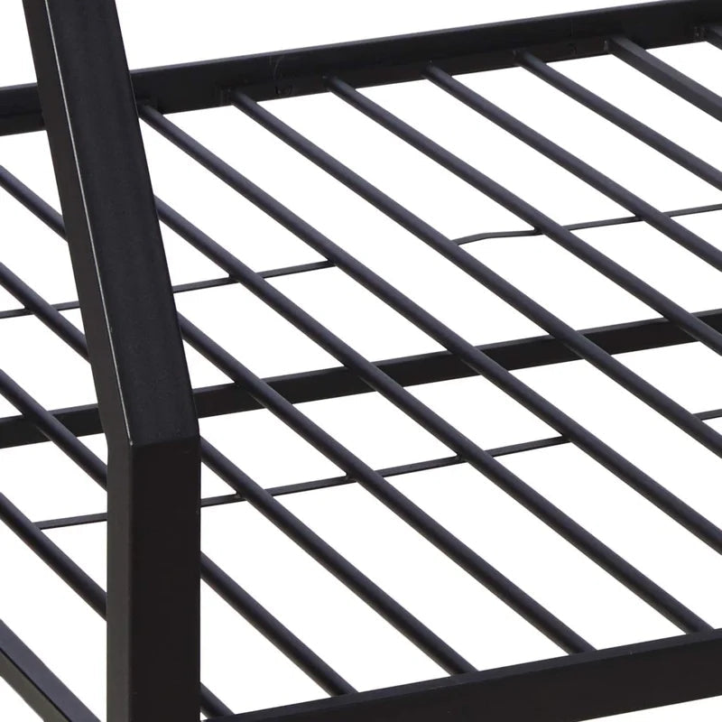 Twin Size Metal Tube Bunk Bed, Sandy Black