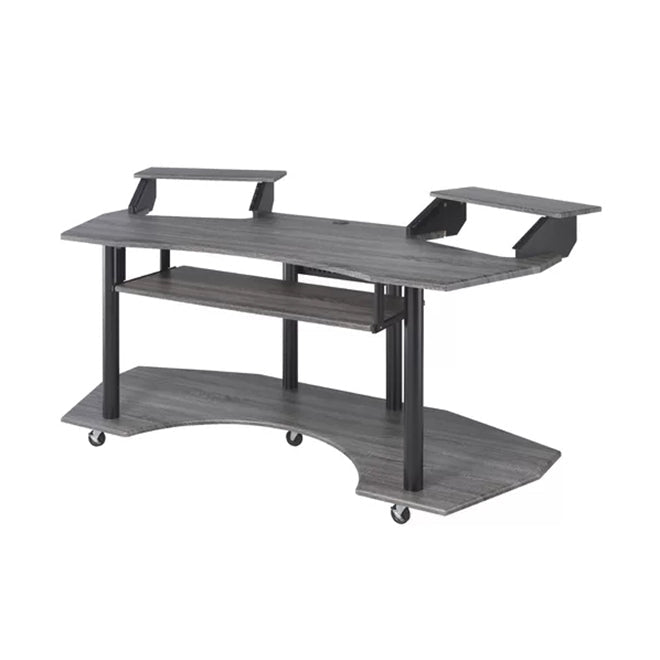 Square Solid Wood Computer Desk, Black Oak