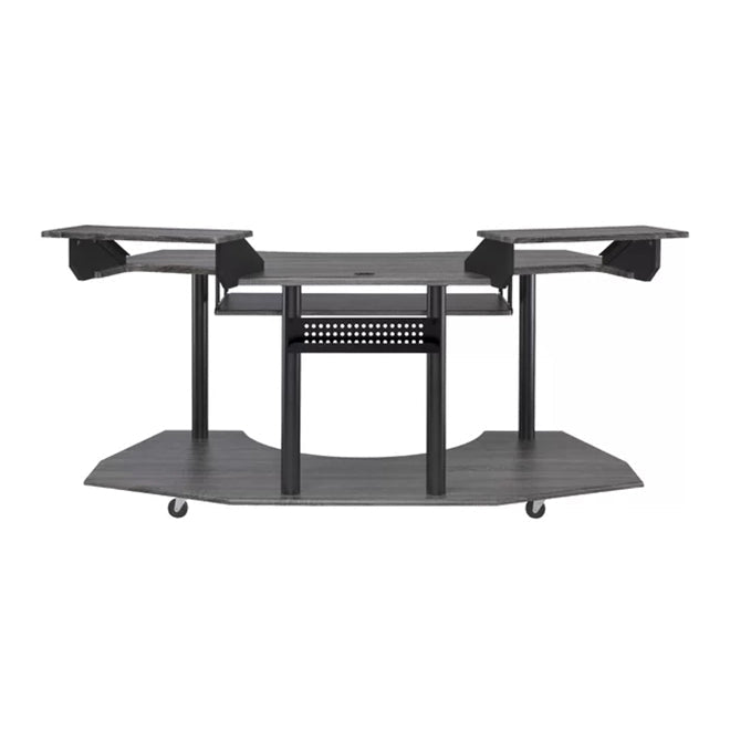 Square Solid Wood Computer Desk, Black Oak