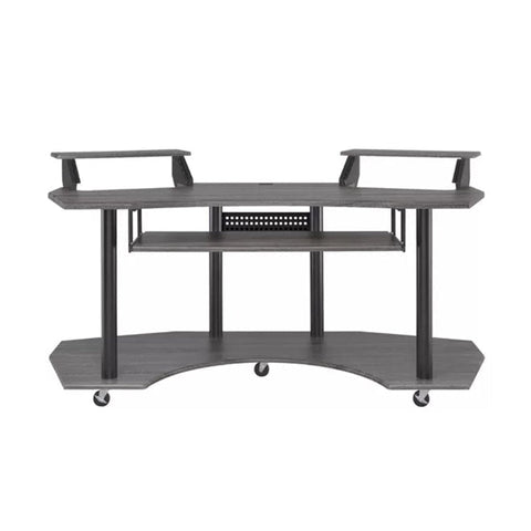 Square Solid Wood Computer Desk, Black Oak