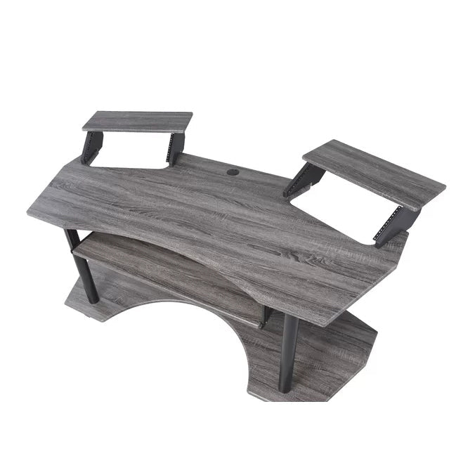 Square Solid Wood Computer Desk, Black Oak