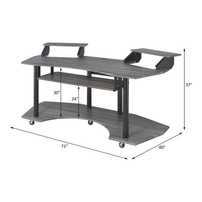 Square Solid Wood Computer Desk, Black Oak