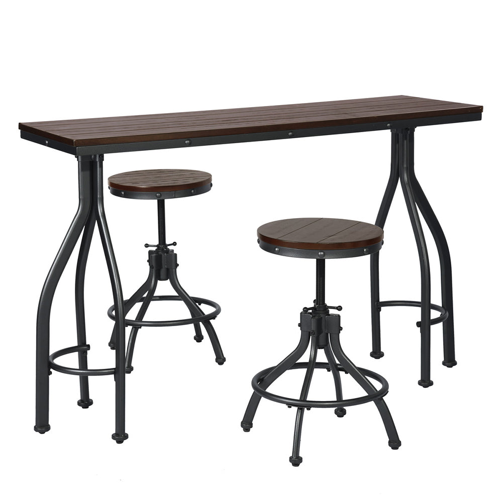 Industrial Wooden 3pcs Bar Table & Stools Set