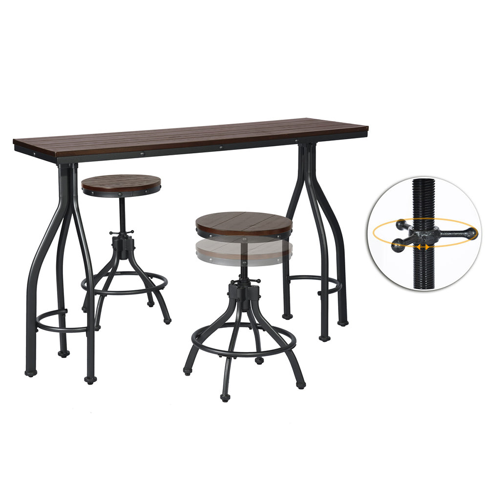 Industrial Wooden 3pcs Bar Table & Stools Set