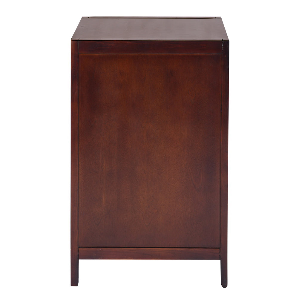 Traditional Solid Wood Storage Nightstand, Brown