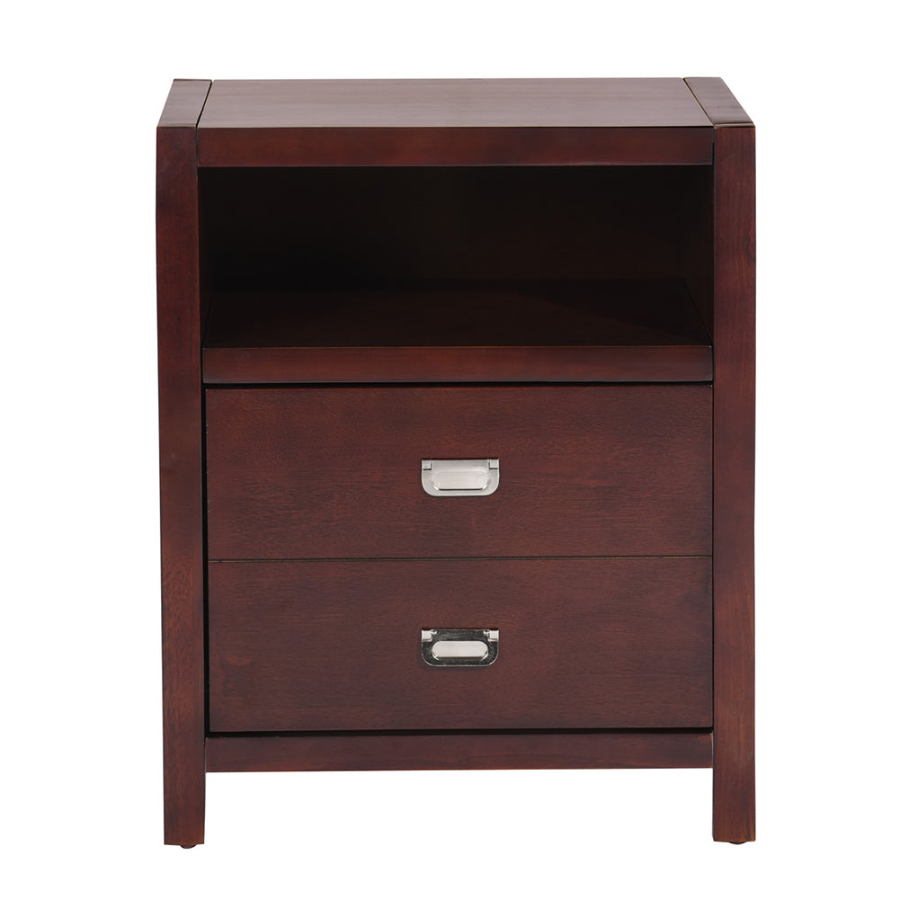 Traditional Solid Wood Storage Nightstand, Brown