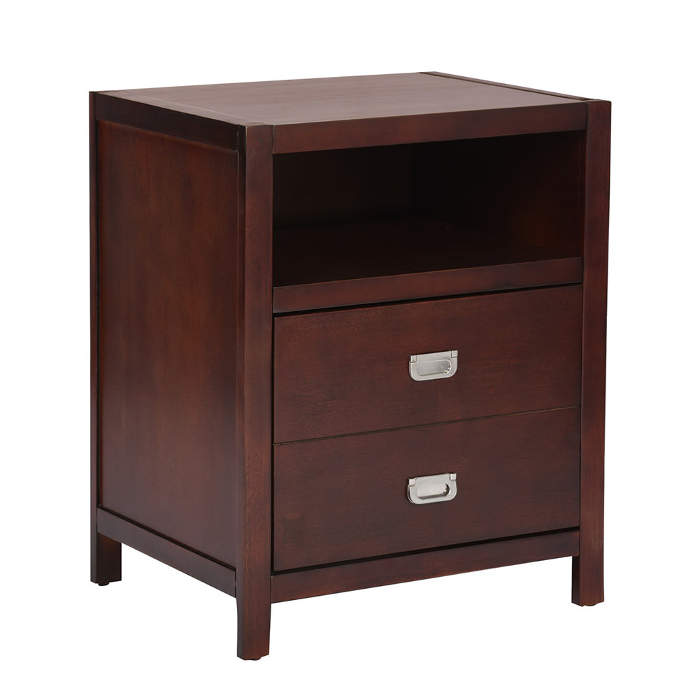 Traditional Solid Wood Storage Nightstand, Brown