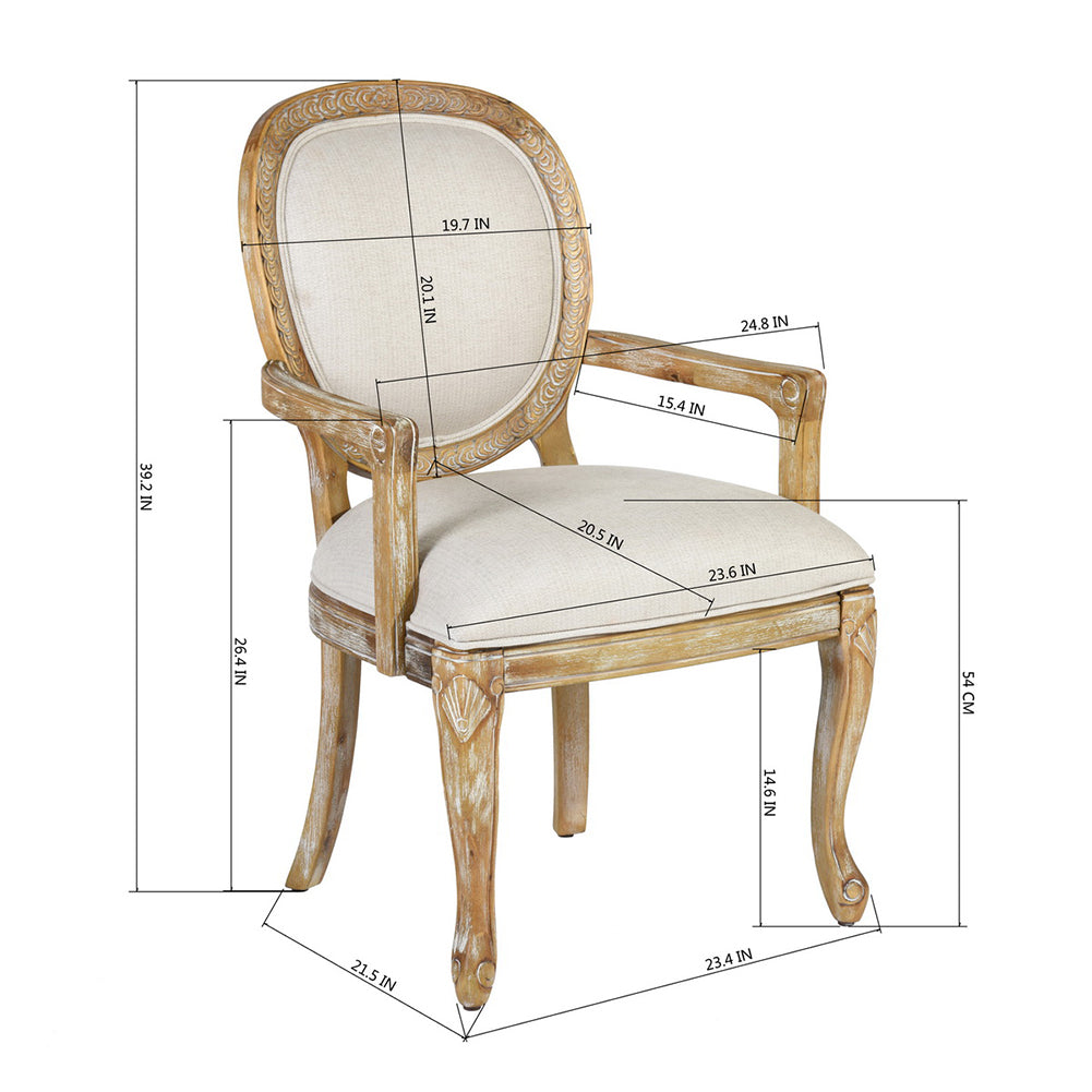 Upholstered Armchair Dining Chair, Natural Oak