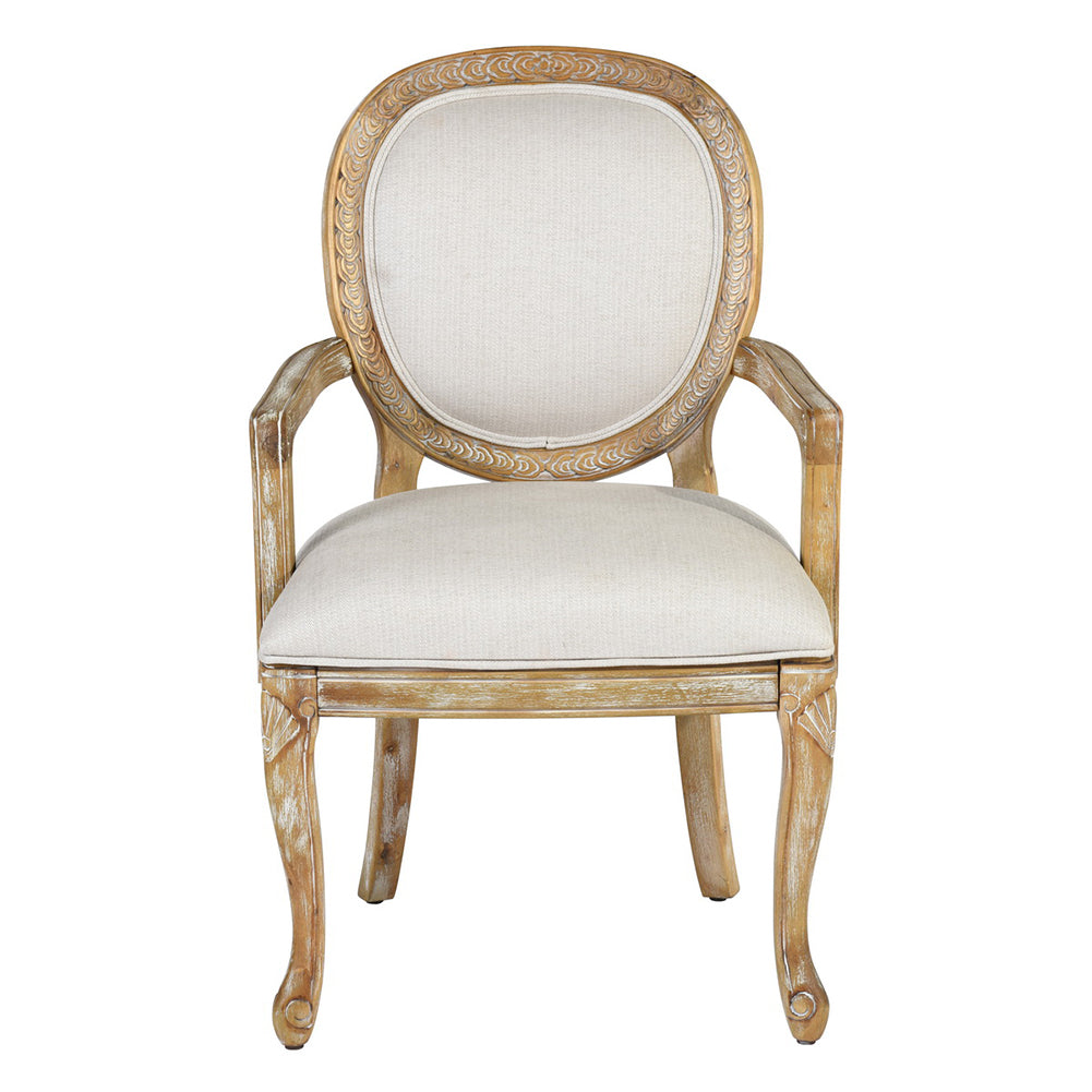 Upholstered Armchair Dining Chair, Natural Oak