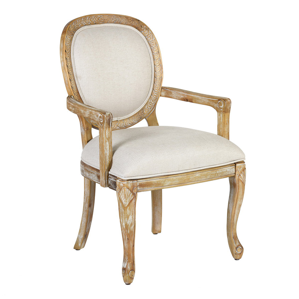 Upholstered Armchair Dining Chair, Natural Oak