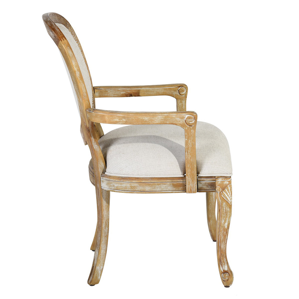 Upholstered Armchair Dining Chair, Natural Oak