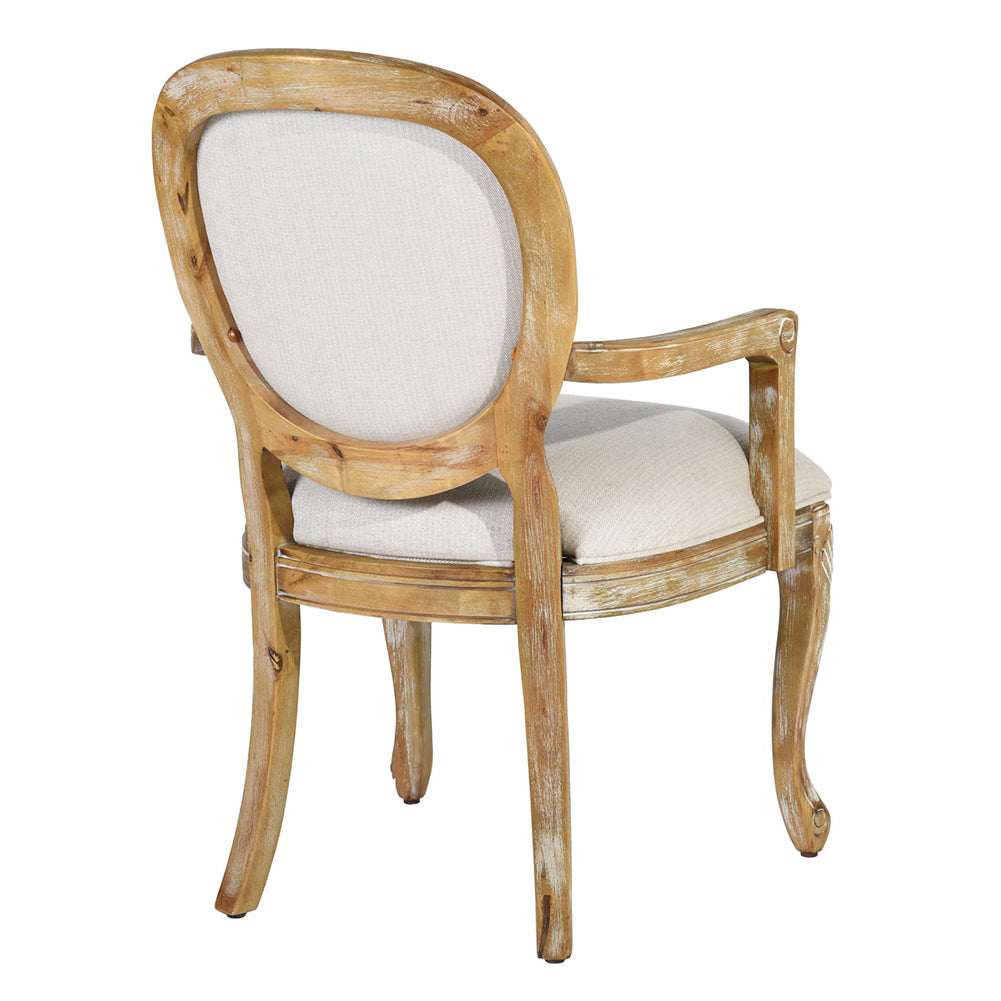 Upholstered Armchair Dining Chair, Natural Oak