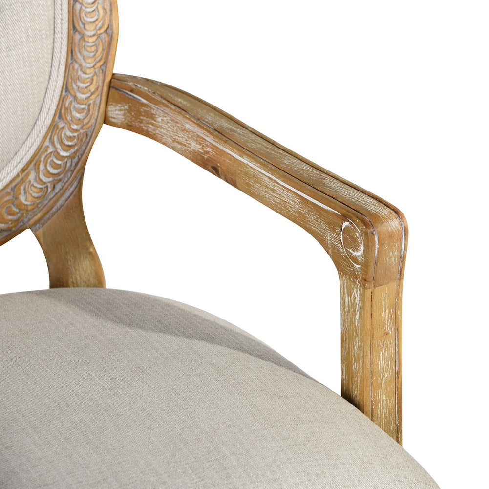 Upholstered Armchair Dining Chair, Natural Oak