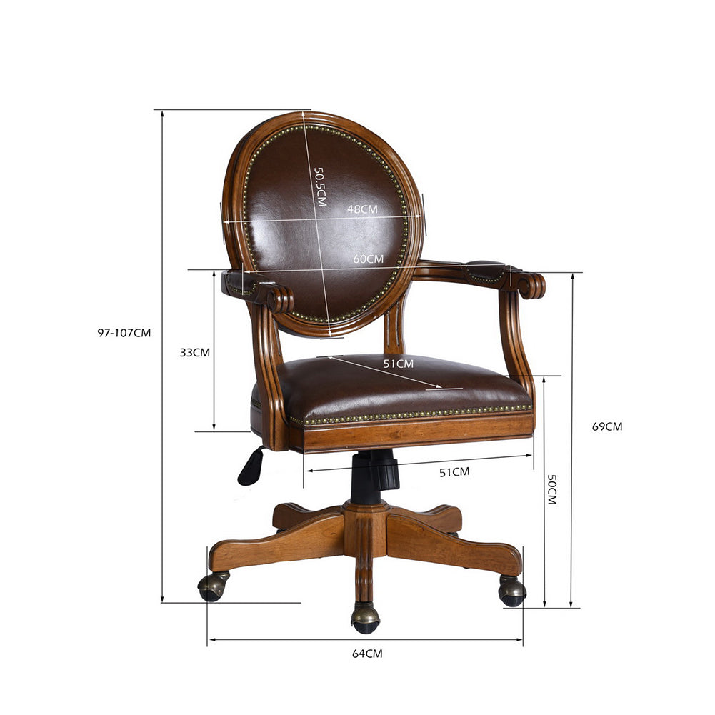 Solid Wood Home Office Task Chair, Brown