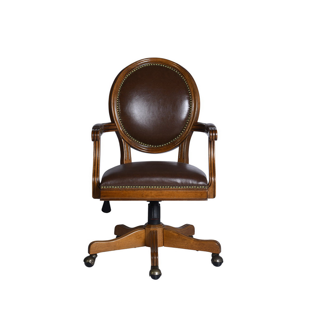 Solid Wood Home Office Task Chair, Brown