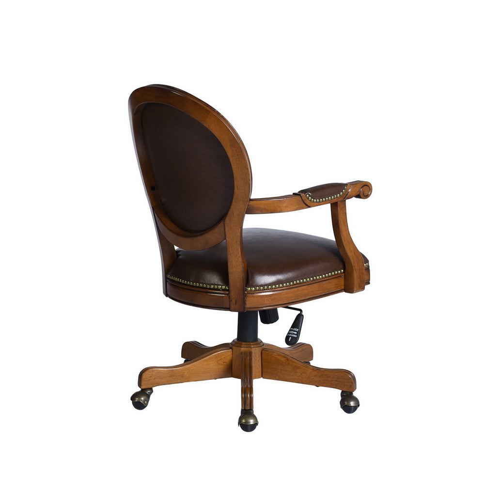 Solid Wood Home Office Task Chair, Brown